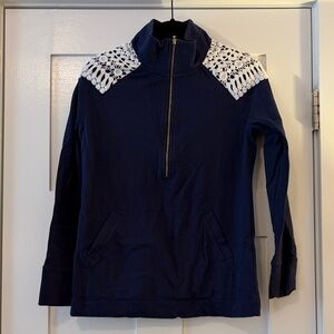 Lilly Pulitzer Navy & White Half Zip Lightweight Sweatshirt